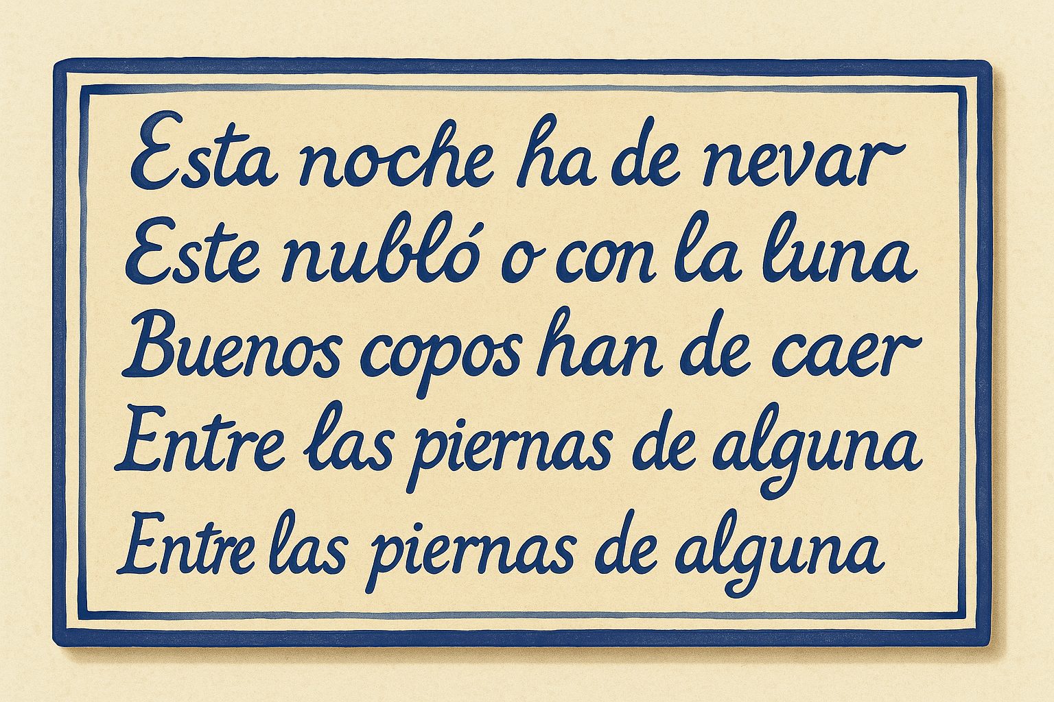 Ilustración de una Albada de Bordón en una placa cerámica con verso tradicional