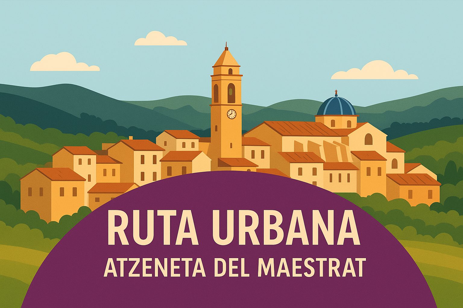 Ilustración del cartel de la visita guiada en Atzeneta del Maestrat.