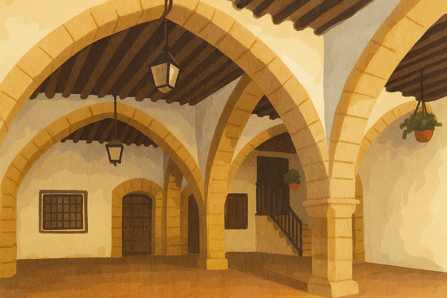 Ilustración de la Lonja de Catí, punto destacado de la visita guiada al casco histórico