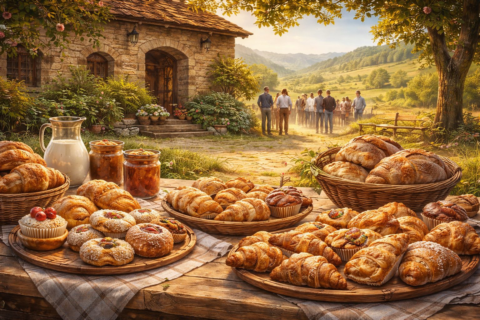 Ilustración de una degustación de pastas tradicionales en una masía rural del término de Culla