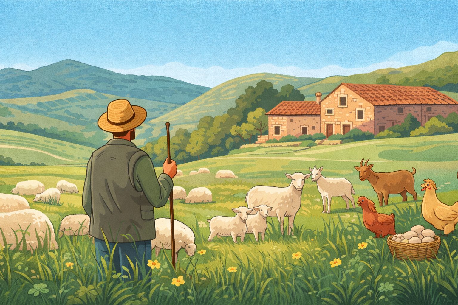 Pastor por un día en Villarroya de los Pinares, experiencia rural de pastoreo tradicional en una masía