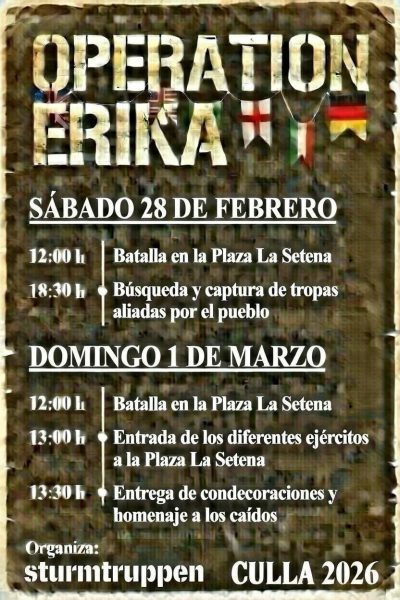 Programa oficial Operación Erika 2026 Culla facilitado por la organización