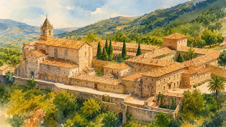 Ilustración artística del Monasterio de Santa María de Benifassà