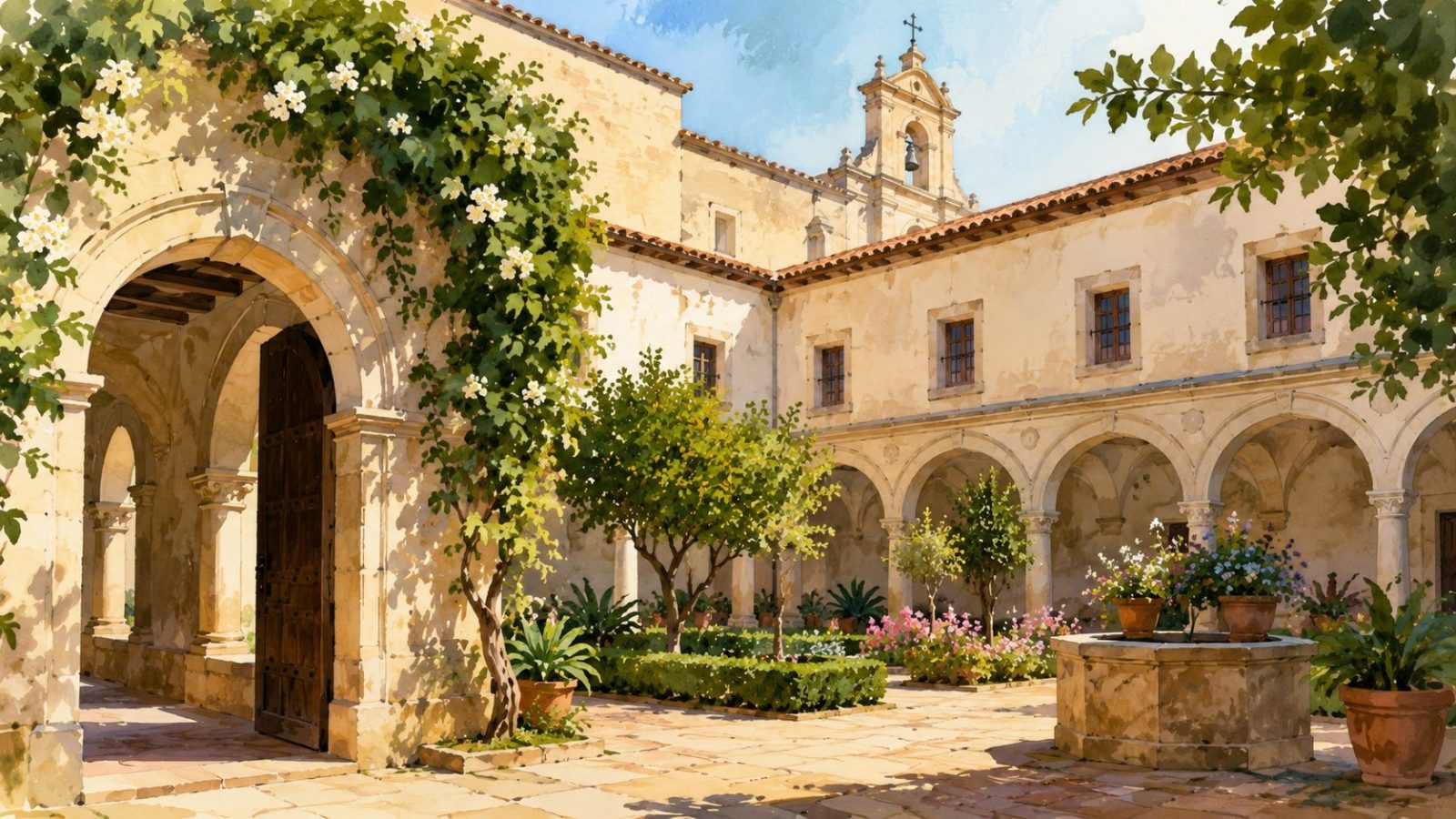 Ilustración artística del Convento de las Concepcionistas Franciscanas durante una jornada de puertas abiertas en Benicarló