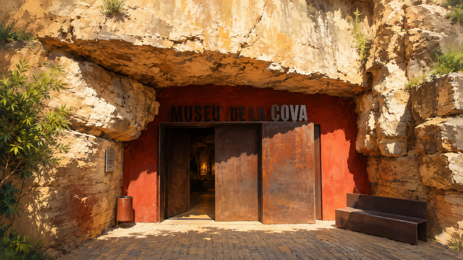 Ilustración de la entrada a la Cueva del Castillo de Ares del Maestrat excavada en la roca